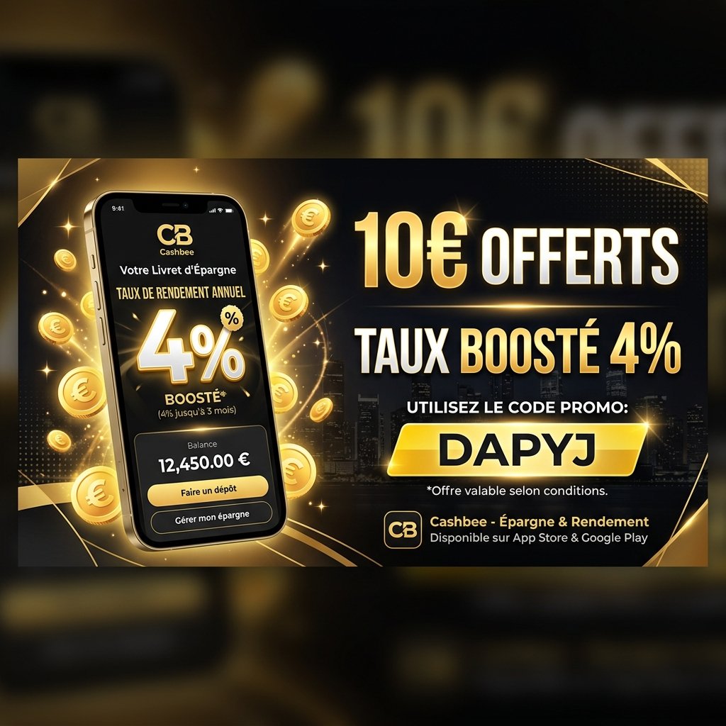 Cashbee code parrainage karim_DAPYJ pour débloquer 10€ offerts et un livret d'épargne boosté à 4%