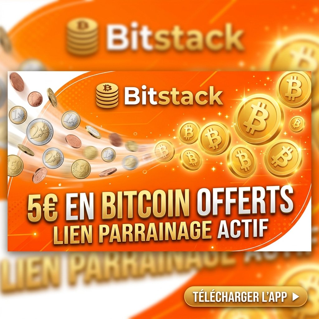 Bitstack code parrainage pour obtenir 5€ de Bitcoin gratuits lors de votre inscription à l'application d'épargne