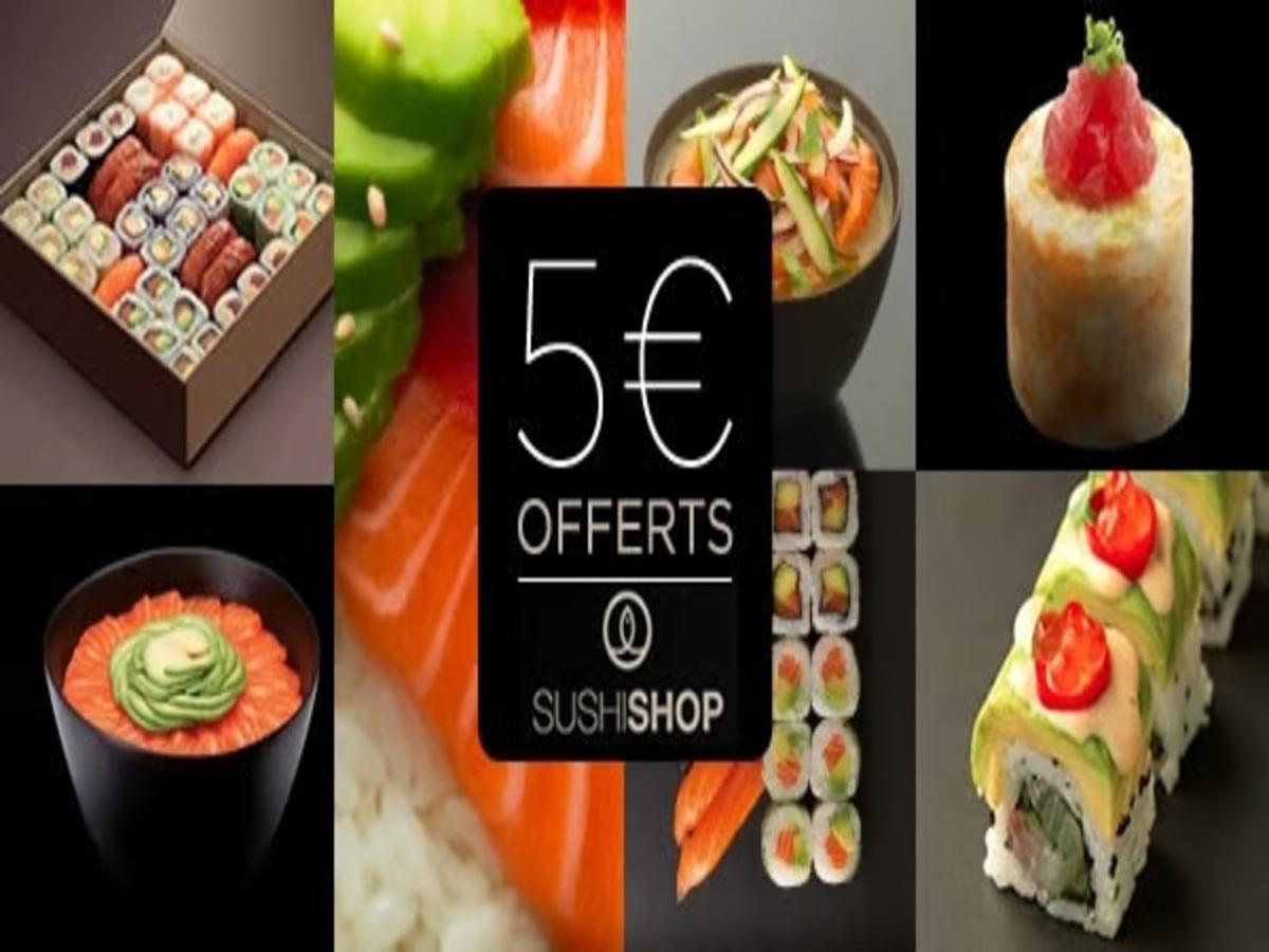 Profitez du Sushi Shop code promo PRAVR7N et obtenez 5€ de réduction sur votre première commande. Livraison rapide et sushis frais partout en France.
