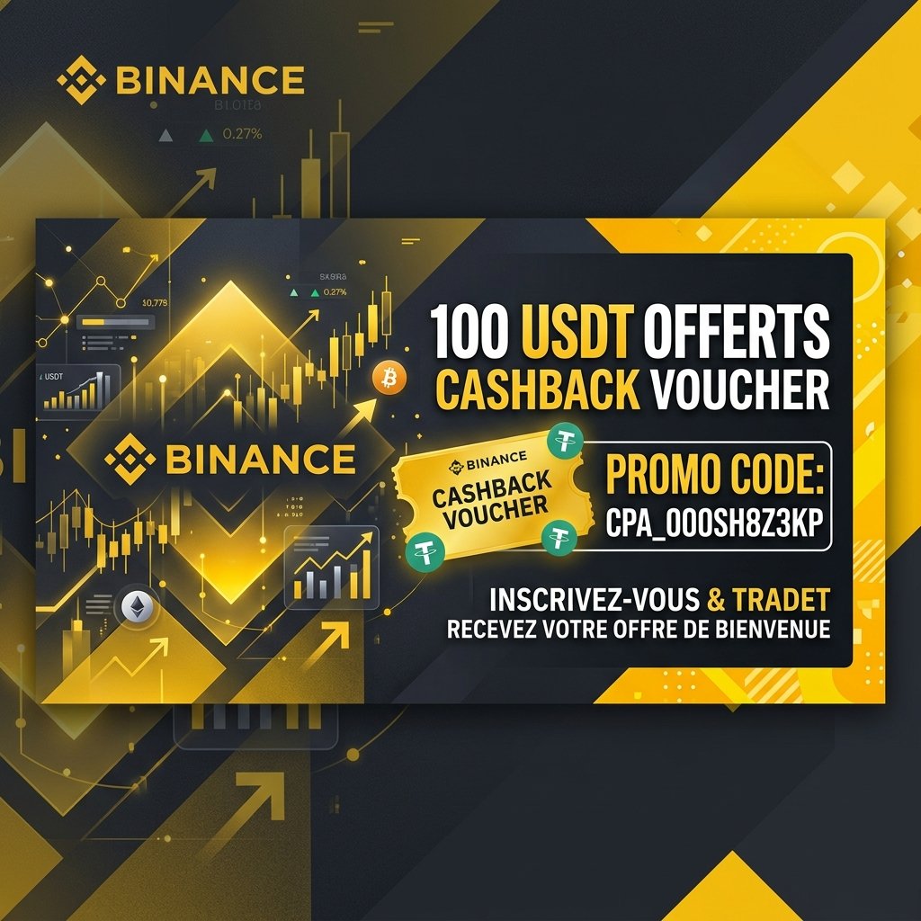 Binance code parrainage CPA_000SH8Z3KP pour obtenir 100 USDT offerts en voucher de trading