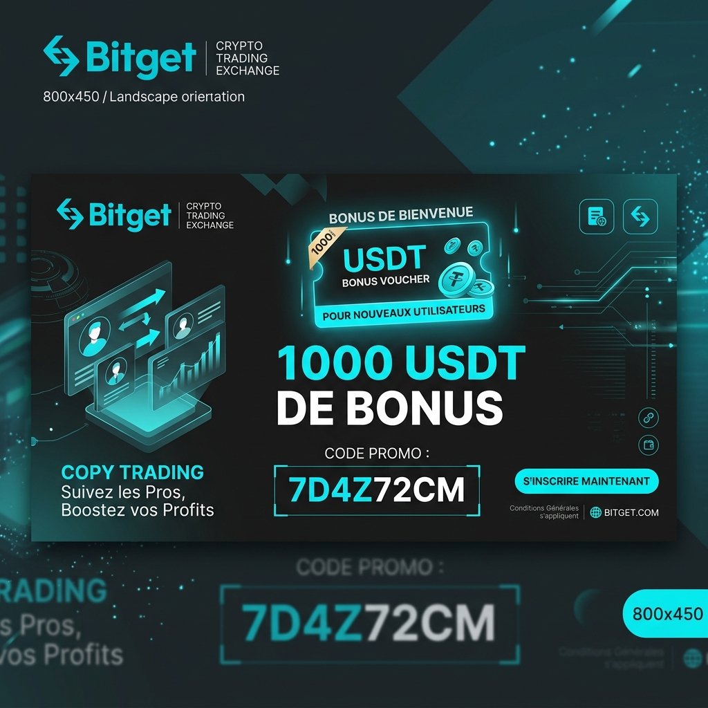 Bitget code parrainage 7D4Z72CM pour débloquer jusqu'à 1000 USDT de bonus de bienvenue crypto