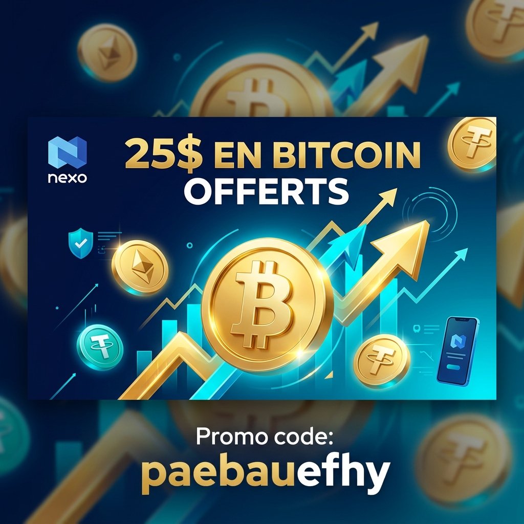 NEXO code parrainage paebauefhy pour obtenir 25$ de bonus en Bitcoin gratuits