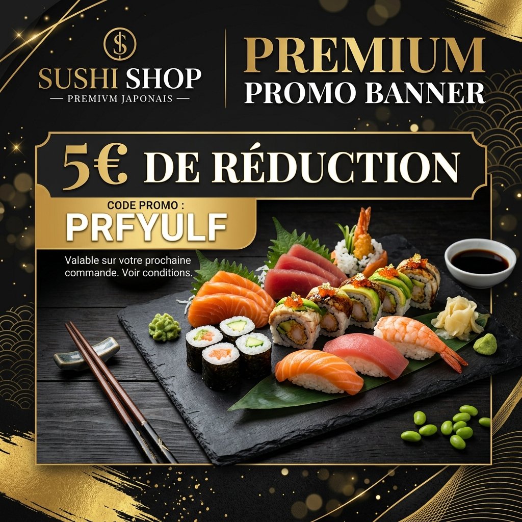 Sushi Shop code promo PRFYULF pour obtenir 5€ de réduction sur votre commande de sushis