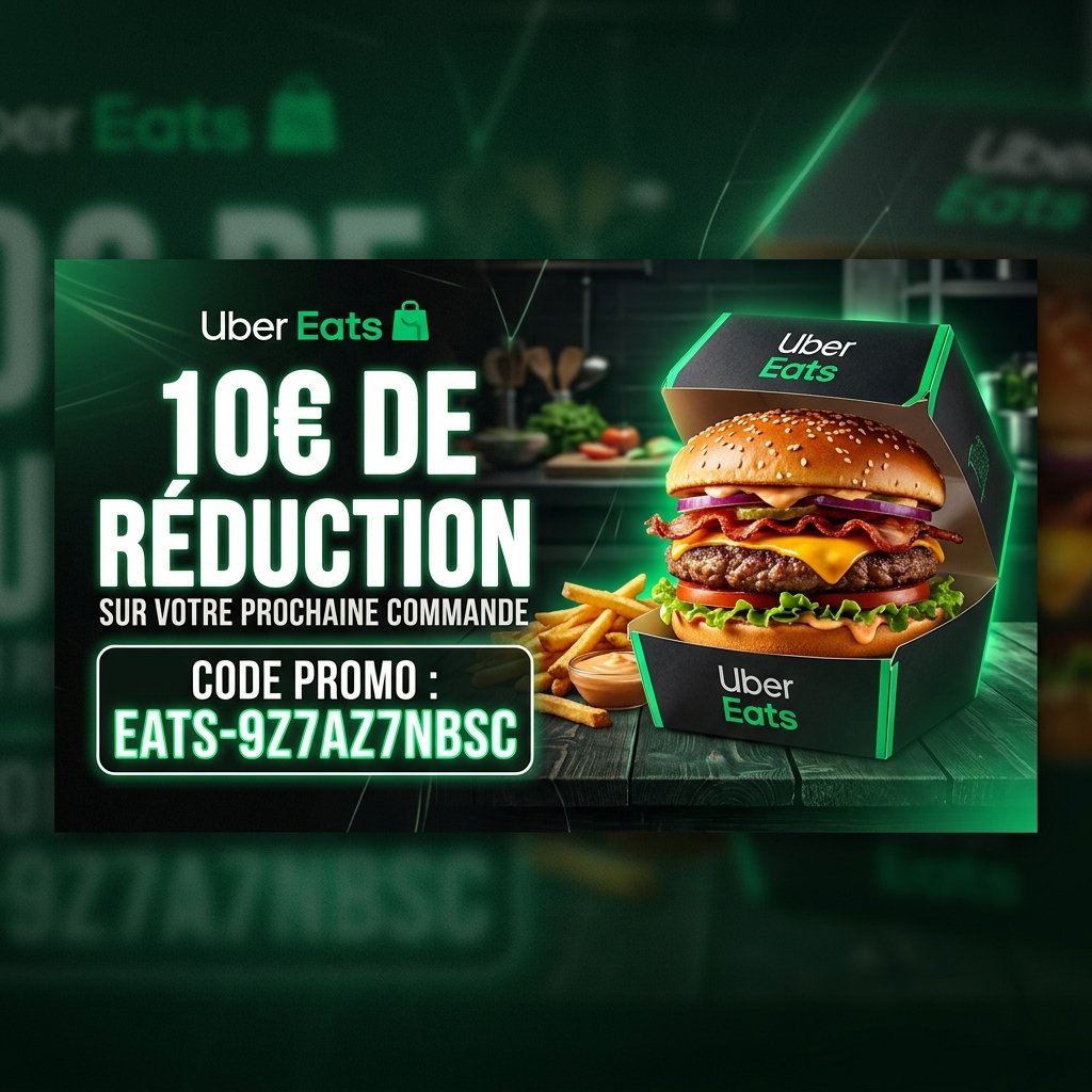 Uber Eats code parrainage eats-9z7az7nbsc pour obtenir 10€ de remise sur la première commande