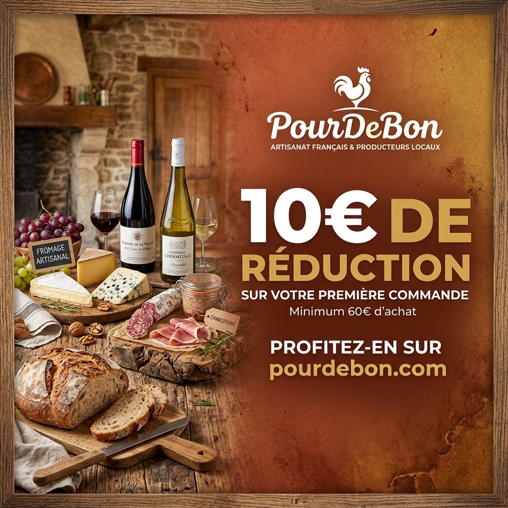 PourDeBon code promo parrainage pour débloquer 10€ de réduction sur votre première commande de produits du terroir français artisanaux