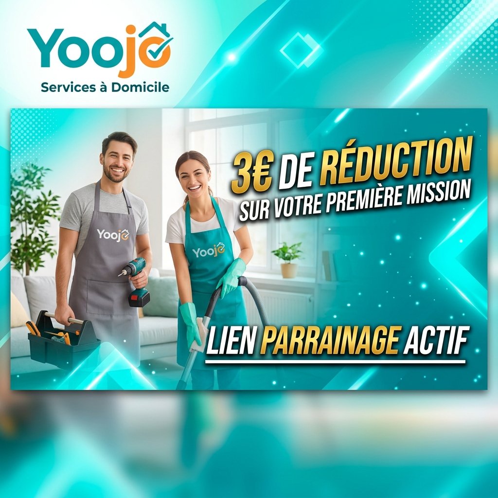 Yoojo code promo et lien de parrainage pour obtenir 3€ de réduction sur les services à domicile
