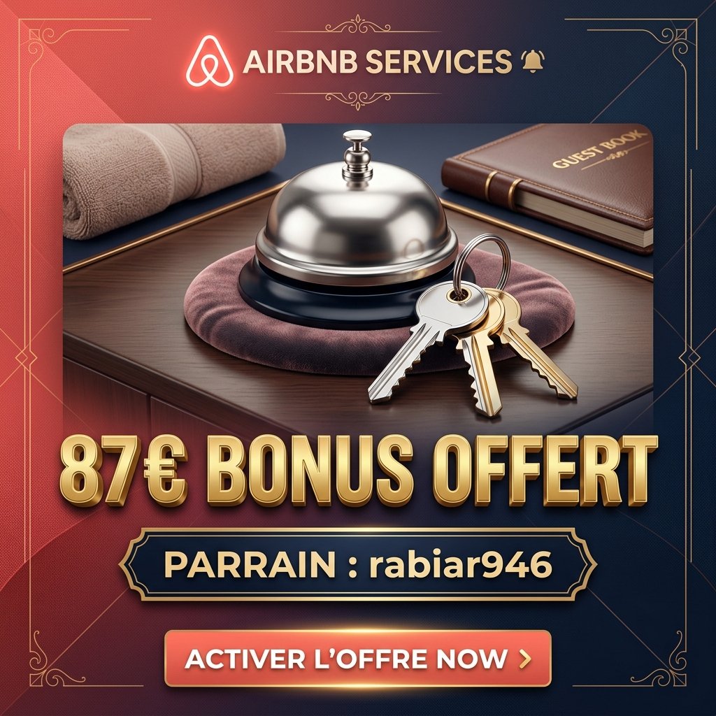 Airbnb Services Parrainage offrant 87€ de prime de bienvenue