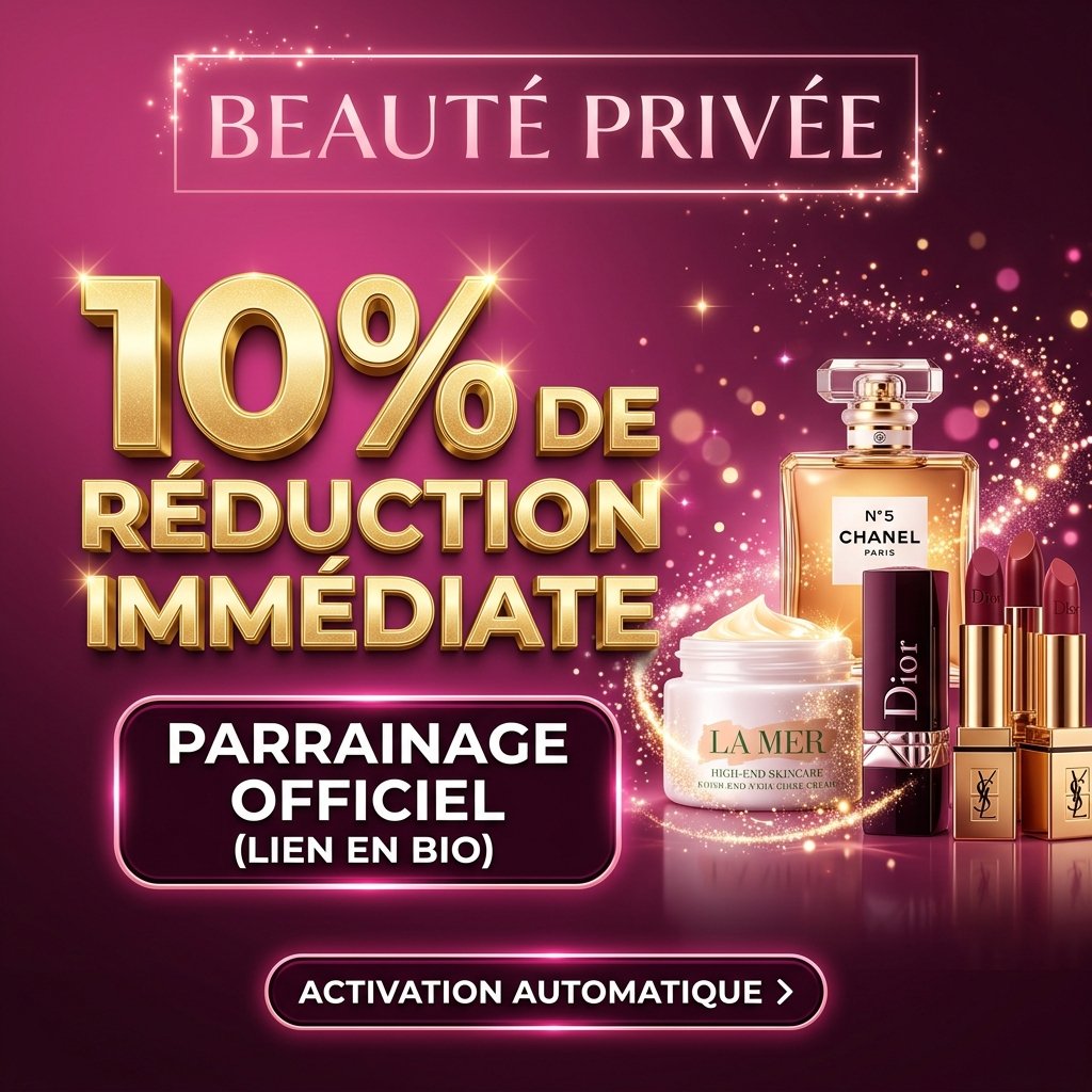 Offre beaute privee code promo parrainage offrant 10% de réduction immédiate sur le premier achat beauté