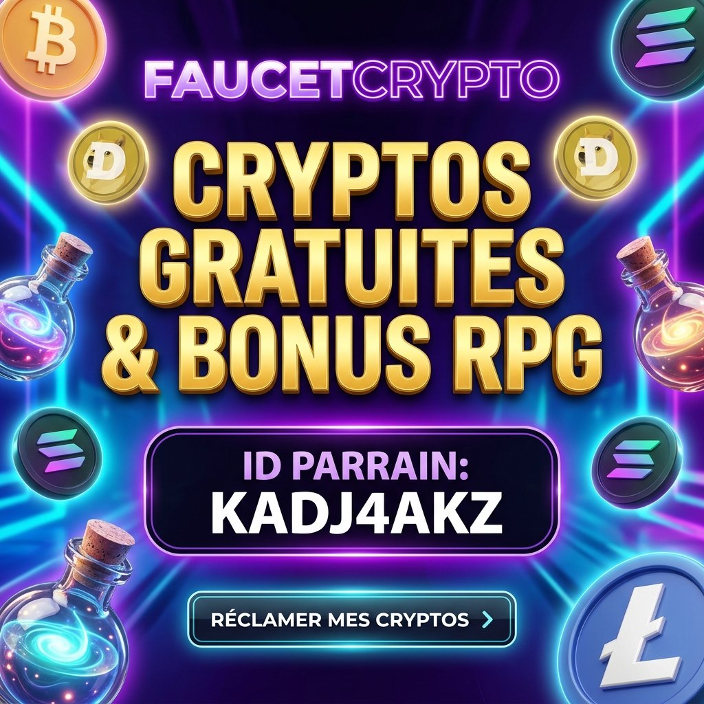 Obtenez des cryptomonnaies gratuites et vos bonus RPG sur FaucetCrypto avec notre lien de parrainage KADJ4AKZ.
