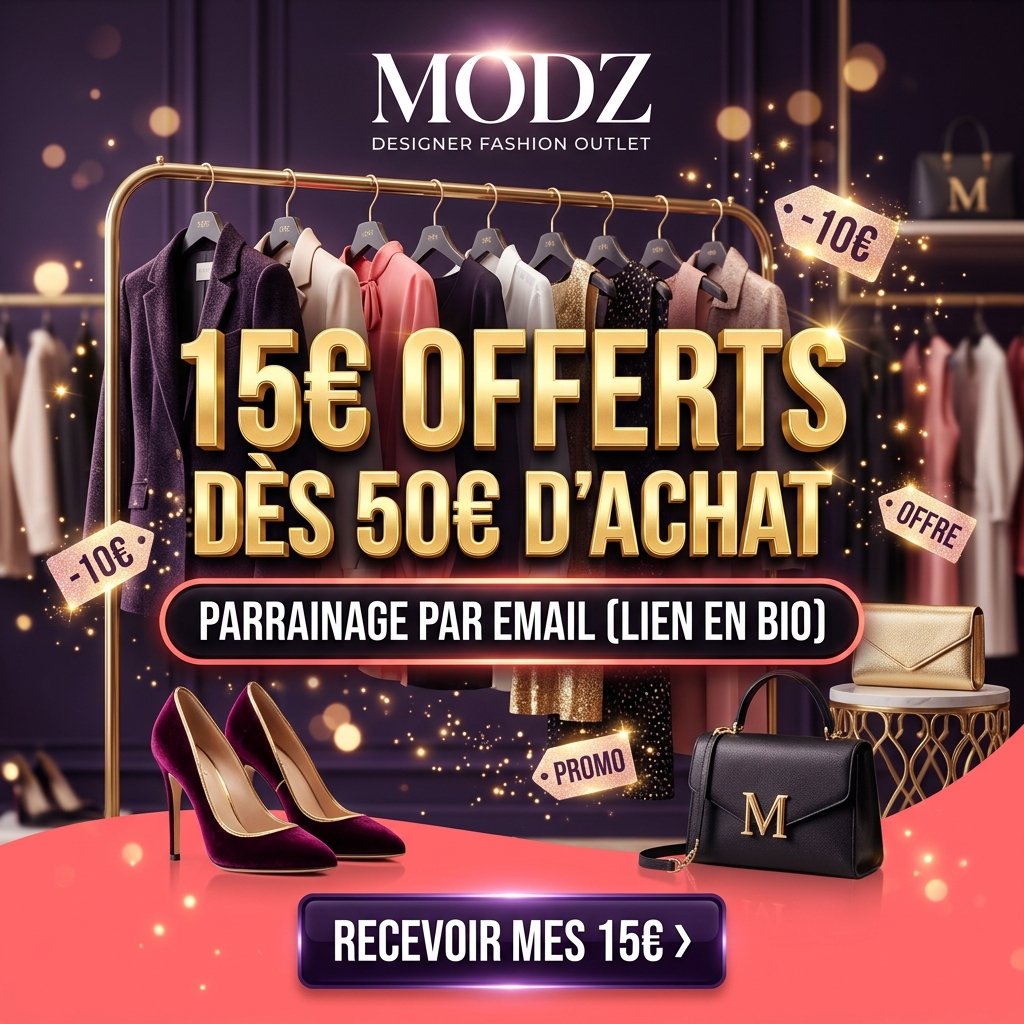 Offre modz code promo parrainage offrant 15€ en bon d'achat sur la première commande dès 50€