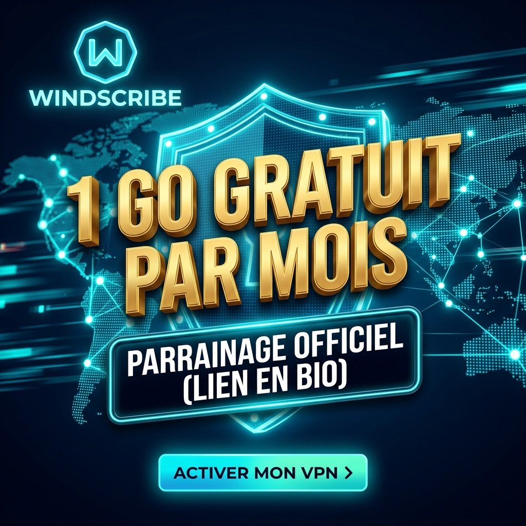 Offre windscribe code promo parrainage enhfoq8q offrant 1 Go de données VPN gratuit par mois